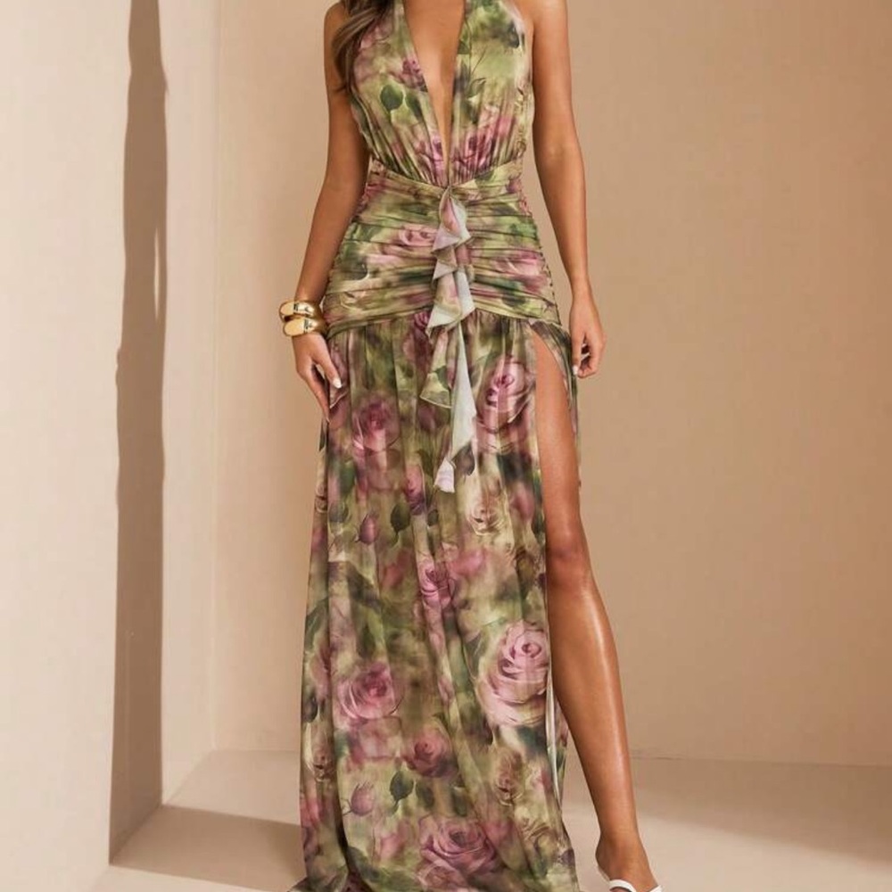 Floral Halter Maxi Dress